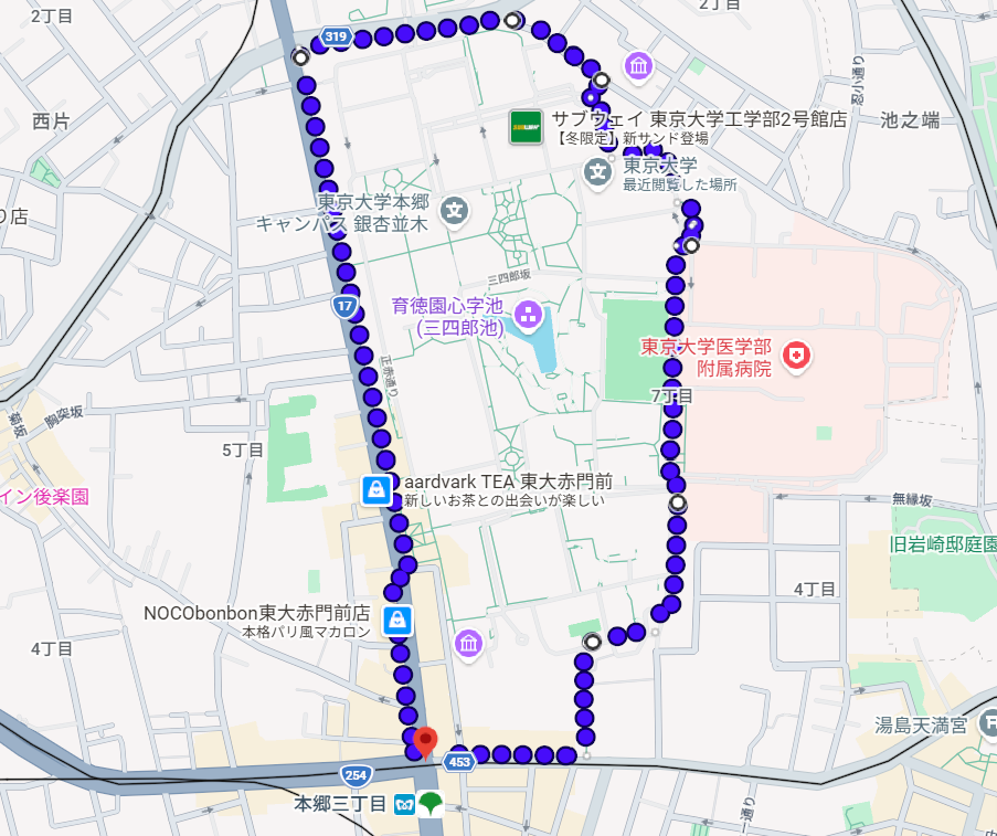【初心者向け】東大キャンパス外周コース（約2.5km）